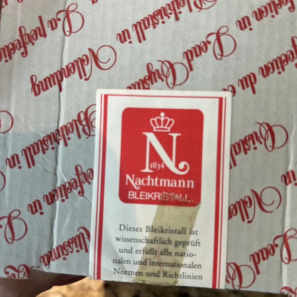 Vintage Nachtmann Bavarian Clear Crystal Vase Florenz New w/Original Box Navette
